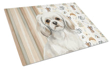 Load image into Gallery viewer, White Tibetan Spaniel Coffee Bar Glass Cutting Board