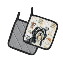Load image into Gallery viewer, Black and White Tibetan Terrier Coffee Bar Pair of Pot Holders