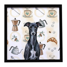 Load image into Gallery viewer, Black Whippet Coffee Bar Framed Metal Print