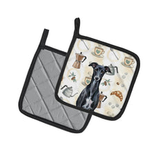 Load image into Gallery viewer, Black Whippet Coffee Bar Pair of Pot Holders