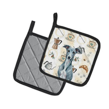 Load image into Gallery viewer, Blue Whippet Coffee Bar Pair of Pot Holders