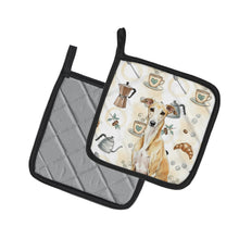 Load image into Gallery viewer, Fawn Whippet Coffee Bar Pair of Pot Holders