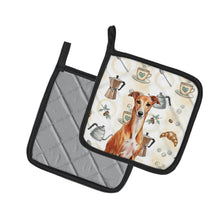 Load image into Gallery viewer, Red Whippet Coffee Bar Pair of Pot Holders