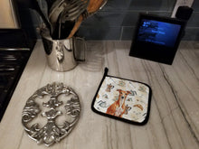 Load image into Gallery viewer, Red Whippet Coffee Bar Pair of Pot Holders