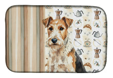 Load image into Gallery viewer, Wire Fox Terrier Coffee Bar Dish Drying Mat