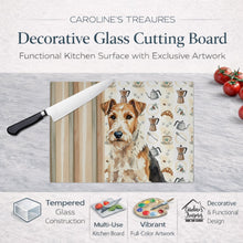 Load image into Gallery viewer, Wire Fox Terrier Coffee Bar Glass Cutting Board