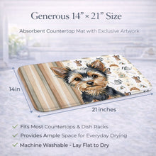 Load image into Gallery viewer, Black and Tan Yorkshire Terrier Coffee Bar Dish Drying Mat