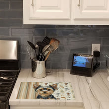 Load image into Gallery viewer, Black and Tan Yorkshire Terrier Coffee Bar Glass Cutting Board