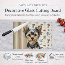 Load image into Gallery viewer, Black and Tan Yorkshire Terrier Coffee Bar Glass Cutting Board