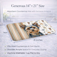 Load image into Gallery viewer, Blue and Tan Yorkshire Terrier Coffee Bar Dish Drying Mat