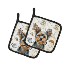 Load image into Gallery viewer, Blue and Tan Yorkshire Terrier Coffee Bar Pair of Pot Holders