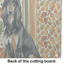 Load image into Gallery viewer, Black &amp; Tan Afghan Hound Heirloom Fall Glass Cutting Board