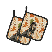 Load image into Gallery viewer, Black &amp; Tan Afghan Hound Heirloom Fall Pair of Pot Holders