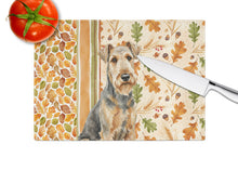 Load image into Gallery viewer, Grizzle Airedale Terrier Heirloom Fall Glass Cutting Board