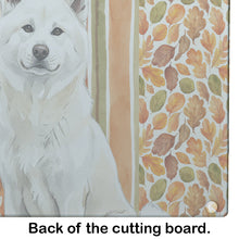 Load image into Gallery viewer, White Akita Heirloom Fall Glass Cutting Board