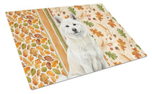 Load image into Gallery viewer, White Akita Heirloom Fall Glass Cutting Board