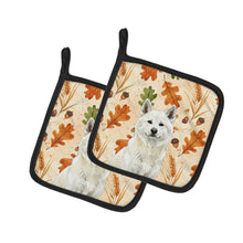 Load image into Gallery viewer, White Akita Heirloom Fall Pair of Pot Holders
