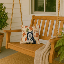 Load image into Gallery viewer, Black and White Alaskan Malamute Heirloom Fall Throw Pillow