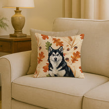 Load image into Gallery viewer, Black and White Alaskan Malamute Heirloom Fall Throw Pillow
