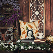 Load image into Gallery viewer, Black and White Alaskan Malamute Heirloom Fall Throw Pillow