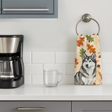 Load image into Gallery viewer, Gray and White Alaskan Malamute Heirloom Fall Kitchen Towel