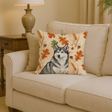 Load image into Gallery viewer, Gray and White Alaskan Malamute Heirloom Fall Throw Pillow