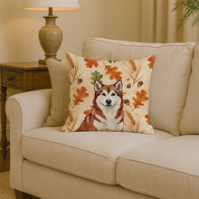 Load image into Gallery viewer, Red and White Alaskan Malamute Heirloom Fall Throw Pillow