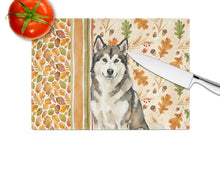 Load image into Gallery viewer, Sable and White Alaskan Malamute Heirloom Fall Glass Cutting Board