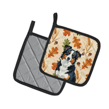 Load image into Gallery viewer, Black Tri American Shepherd Heirloom Fall Pair of Pot Holders