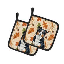 Load image into Gallery viewer, Black Tri American Shepherd Heirloom Fall Pair of Pot Holders