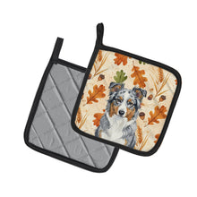 Load image into Gallery viewer, Blue Merle American Shepherd Heirloom Fall Pair of Pot Holders