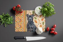 Load image into Gallery viewer, Black American Staffordshire Terrier Heirloom Fall Glass Cutting Board