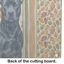 Load image into Gallery viewer, Black American Staffordshire Terrier Heirloom Fall Glass Cutting Board