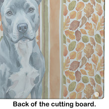 Load image into Gallery viewer, Blue American Staffordshire Terrier Heirloom Fall Glass Cutting Board