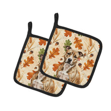 Load image into Gallery viewer, Brindle American Staffordshire Terrier Heirloom Fall Pair of Pot Holders