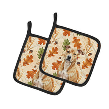Load image into Gallery viewer, Fawn American Staffordshire Terrier Heirloom Fall Pair of Pot Holders