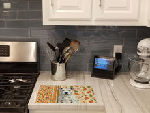 Load image into Gallery viewer, White American Staffordshire Terrier Heirloom Fall Glass Cutting Board