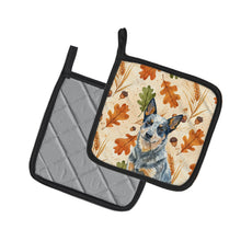 Load image into Gallery viewer, Blue Heeler Australian Cattle Dog Heirloom Fall Pair of Pot Holders