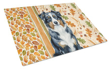 Load image into Gallery viewer, Black Australian Shepherd Heirloom Fall Glass Cutting Board
