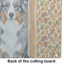 Load image into Gallery viewer, Blue Merle Australian Shepherd Heirloom Fall Glass Cutting Board