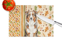 Load image into Gallery viewer, Red Merle Australian Shepherd Heirloom Fall Glass Cutting Board