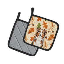 Load image into Gallery viewer, Red Merle Australian Shepherd Heirloom Fall Pair of Pot Holders