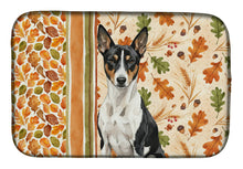 Load image into Gallery viewer, Black and White Basenji Heirloom Fall Dish Drying Mat