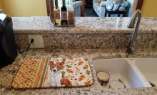 Load image into Gallery viewer, Red and White Basenji Heirloom Fall Dish Drying Mat