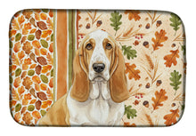 Load image into Gallery viewer, Lemon and White Basset Hound Heirloom Fall Dish Drying Mat