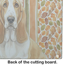 Load image into Gallery viewer, Lemon and White Basset Hound Heirloom Fall Glass Cutting Board