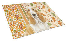 Load image into Gallery viewer, Lemon and White Basset Hound Heirloom Fall Glass Cutting Board