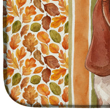 Load image into Gallery viewer, Red and White Basset Hound Heirloom Fall Dish Drying Mat