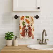 Load image into Gallery viewer, Red and White Basset Hound Heirloom Fall Kitchen Towel