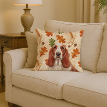 Load image into Gallery viewer, Red and White Basset Hound Heirloom Fall Throw Pillow